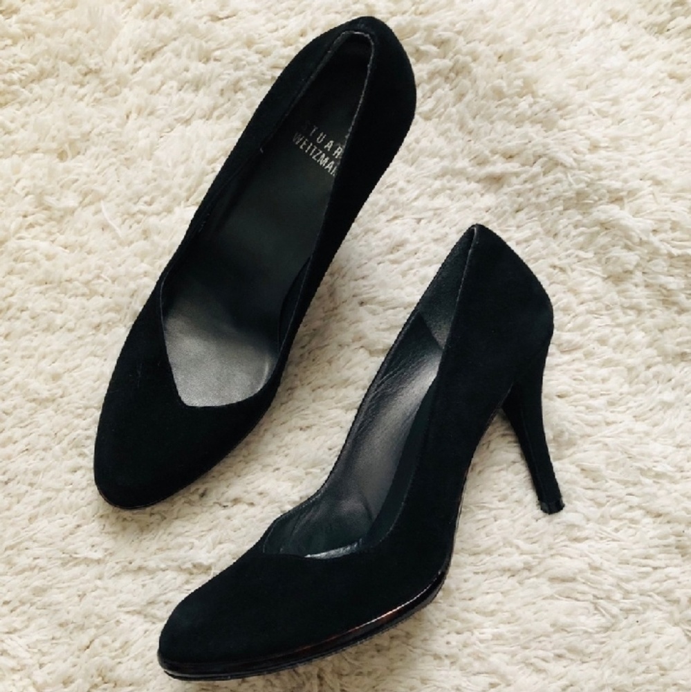 STUART WEITZMAN Suede Heels w/Tortoise Accent Sz8